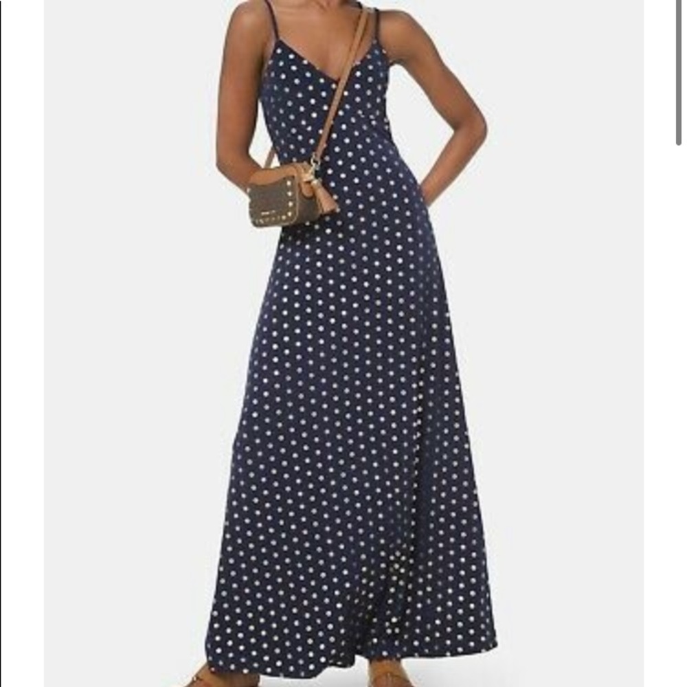 Michael Kors Metallic Print Navy Maxi Dress
